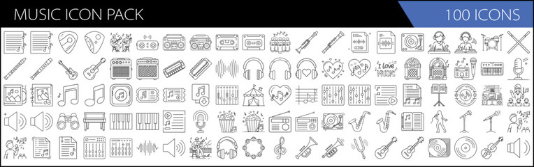 one hundred Line Icons for Musicians, Bands & Audio Creators