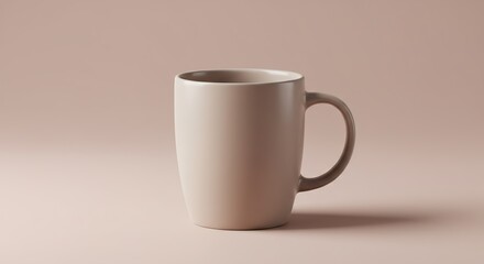 Simple Beige Mug on Pink Background
