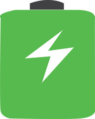 Abstract full charge and powerful battery with thunder sign