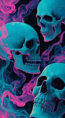 Skull and crossbones on abstract watercolor background