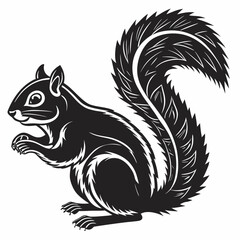 Squirrel Silhouette – Black Isolated Vector Illustration, Wildlife Squirrel Graphic Design