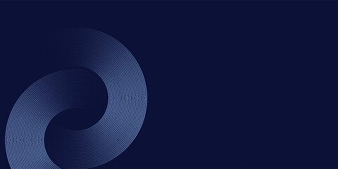 Abstract blue glowing geometric lines on dark blue background. Modern shiny blue circle lines pattern. Futuristic technology concept. Suit for cover, poster,