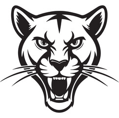 panther head silhoutte illustration in white backraund