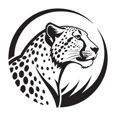 Leopard vector illustration showing a spotted big cat resting on a branch against a white background