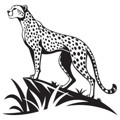 Cheetah vector illustration on branch with wildlife theme
