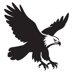 Eagle vector illustration in flight with wings spread silhouette design