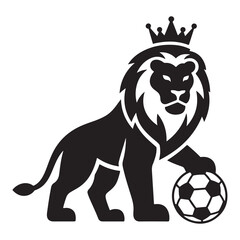 Lion playing with soccer ball cartoon vector illustration