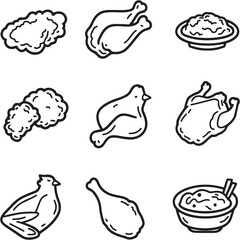Food Black Line Editable Icons set