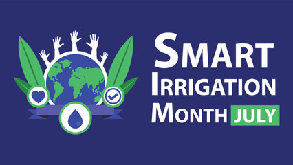 Smart Irrigation Month july web vector banner design illustration