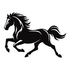The running horse logo vector black and white. Simple hand draw illustration template