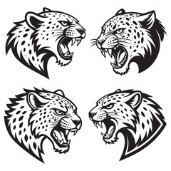 Vector illustration of a cheta head silhouette in a bold and wild style