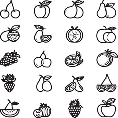 Fruit Black Line Editable Icons