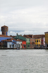Colorful facades of Burano town, Venetian Lagoon, Italy