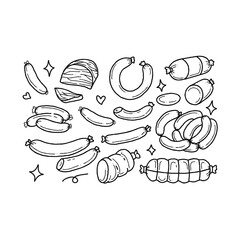 Hand-drawn sausage illustrations