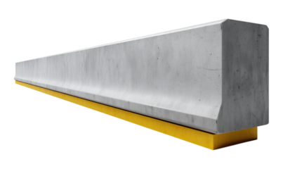 Concrete Barrier with Yellow Base isolated on png transparent background