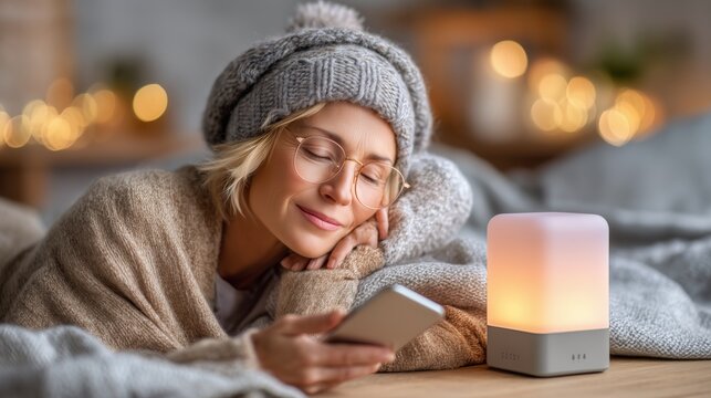 Relaxing evening routine cozy home lifestyle image warm environment intimate viewpoint comfort concept