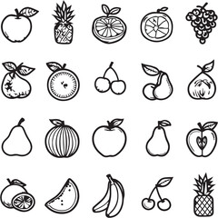 Fruit Black Line Editable Icons