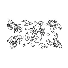 Lobster illustration set