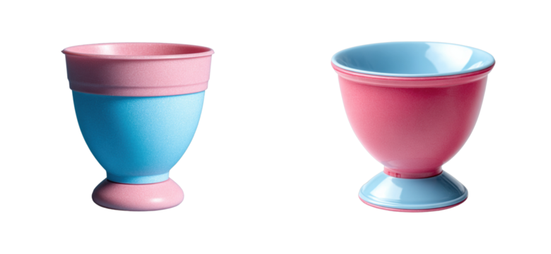 Colorful ceramic bowls in pink and blue studio setting decorative objects minimalist cut out set png