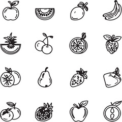 Fruit Black Line Editable Icons