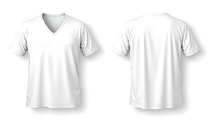 Fototapeta premium Plain White V-Neck T-Shirt Mockup Front and Back Views