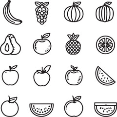 Fruit Black Line Editable Icons