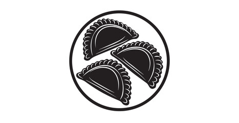 Three delicious empanadas on a plate silhouette