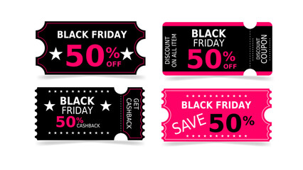 Black friday coupon set promotion design template for sale special price.