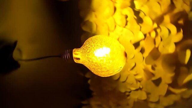 Bright light over yellow chips