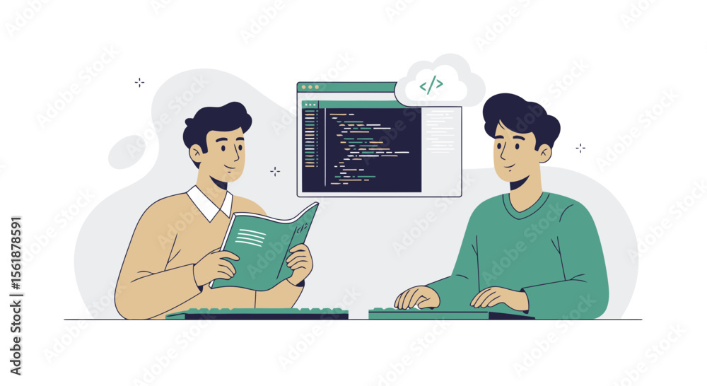 Wall mural cloud computing and digital teamwork creating innovative software solutions