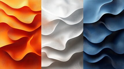 Obraz premium Abstract textured fabric panels in orange, white, and blue