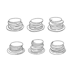 Stacked Pancakes on Plates, Illustration