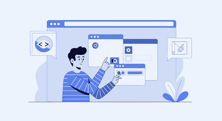 Developer Designing Application Interface Flat Vector Concept Illustration