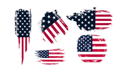 United states of America flag with brush paint texture isolated on png or transparent background. United states of America flag with transparent background.