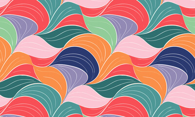 Colorful Abstract Layered Wave Seamless Pattern