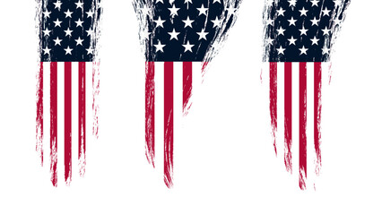 United states of America flag with brush paint texture isolated on png or transparent background. United states of America flag with transparent background.