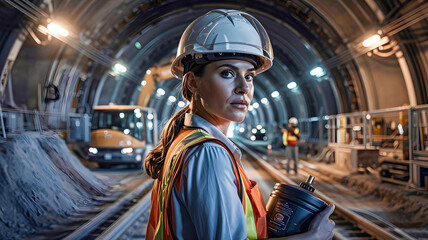 Obraz premium Female Engineer at Metro Site