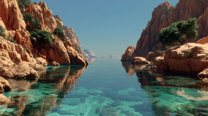 Obraz premium Calming Coastal Cove: Serenity and Tranquility
