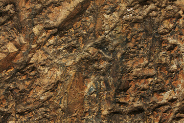 Brown stone with cracks on the surface.