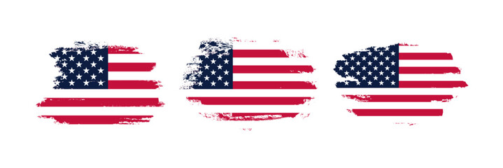 United states of America flag with brush paint texture isolated on png or transparent background. United states of America flag with transparent background.