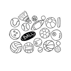 Variety of sports balls