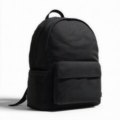 Naklejka premium Sleek Black Backpack Mockup Modern, Minimalist Design, Studio Shot, Isolated on White Background.
