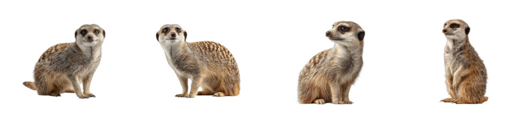 Fototapeta premium Meerkats observing their surroundings natural habitat wildlife desert environment animal behavior cut out set png