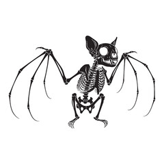 Anatomy of nocturnal wings – Bat skeleton silhouette shaped through elegant Bat skeleton vector – Bat skeleton illustration

