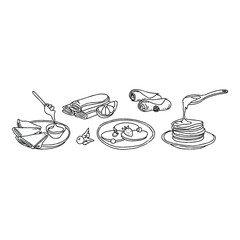 Various types of pancakes and crepes
