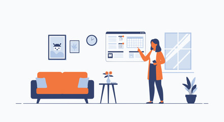 Online Business Meeting Using Calender and Web Interface Application At Home
