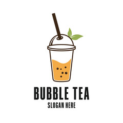 bubble tea logo design concept with cup glass