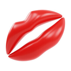 red lip gloss 3d render icon in cartoon plastic style minimal isolated on transparent white background	
