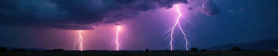 Powerful Lightning Storm Over Dark Ominous Landscape Dramatic Nature Photography