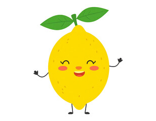 An icon of a lemon with a funny character. Isolated on a transparent background, png,